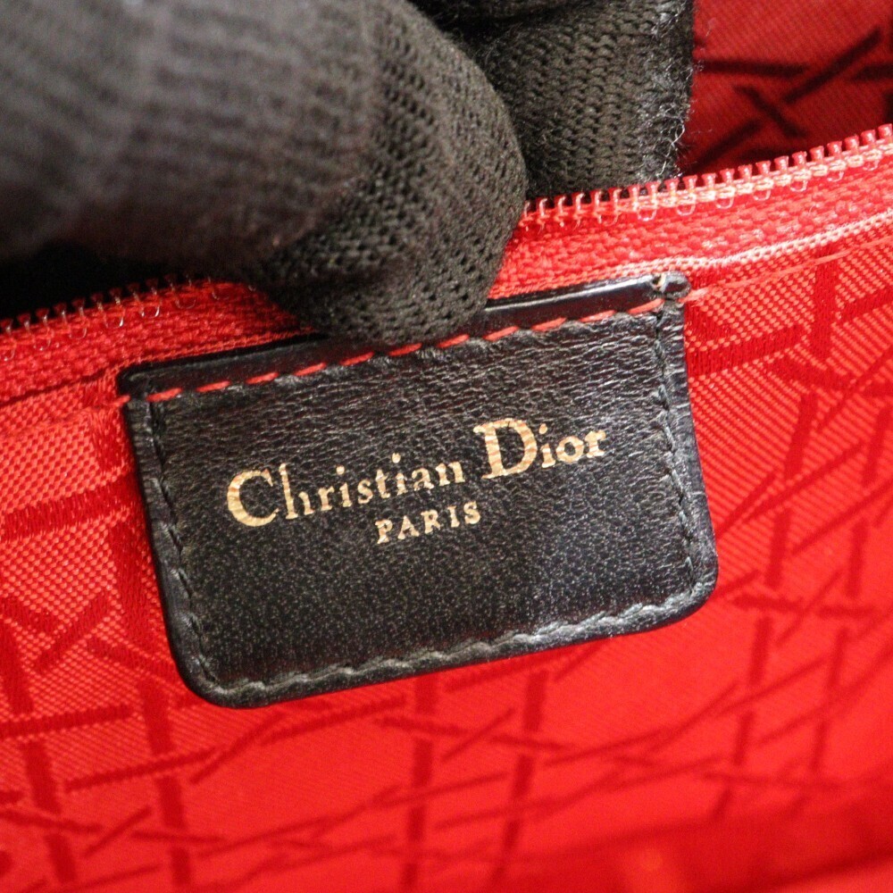 Christian Dior Lady Cannage Leather Handbag Shoulder Bag Strap Black - Picture 7 of 7